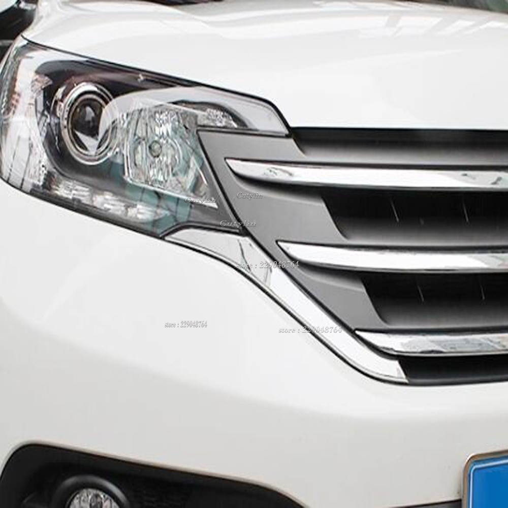 Für Honda CRV 2012 2013 2014 ABS Chrom Front Grills Dekorative Abdeckung Rahmen Trim Gitter Dekoration Streifen Formteile zubehör