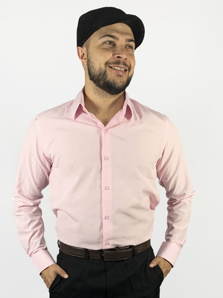 Roze Slank Sociaal Shirt Met Lange Mouwen