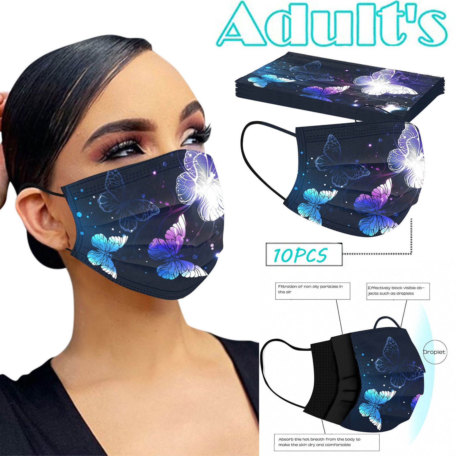 Adulto mulher homem máscara facial descartável industrial 3ply orelha loop 10pc ao ar livre à prova de poeira máscara protetora facial máscara descartável