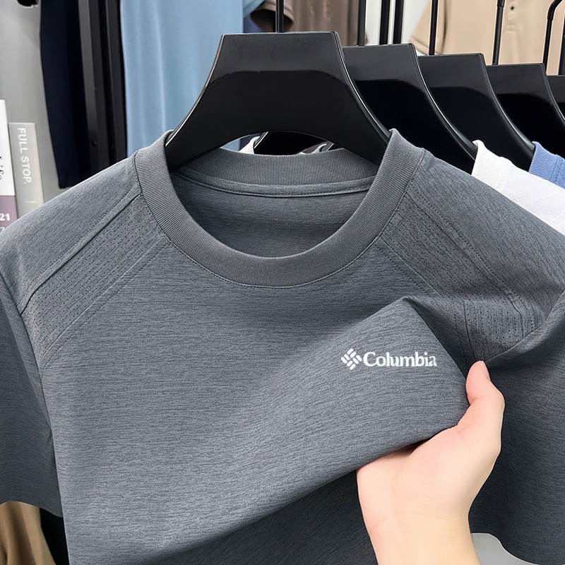 Męska designerska koszulka athleisure z okrągłym dekoltem, nowa, w jednolitym kolorze, z krótkim rękawem, z nadrukiem, letnia, przewiewna odzież męska.