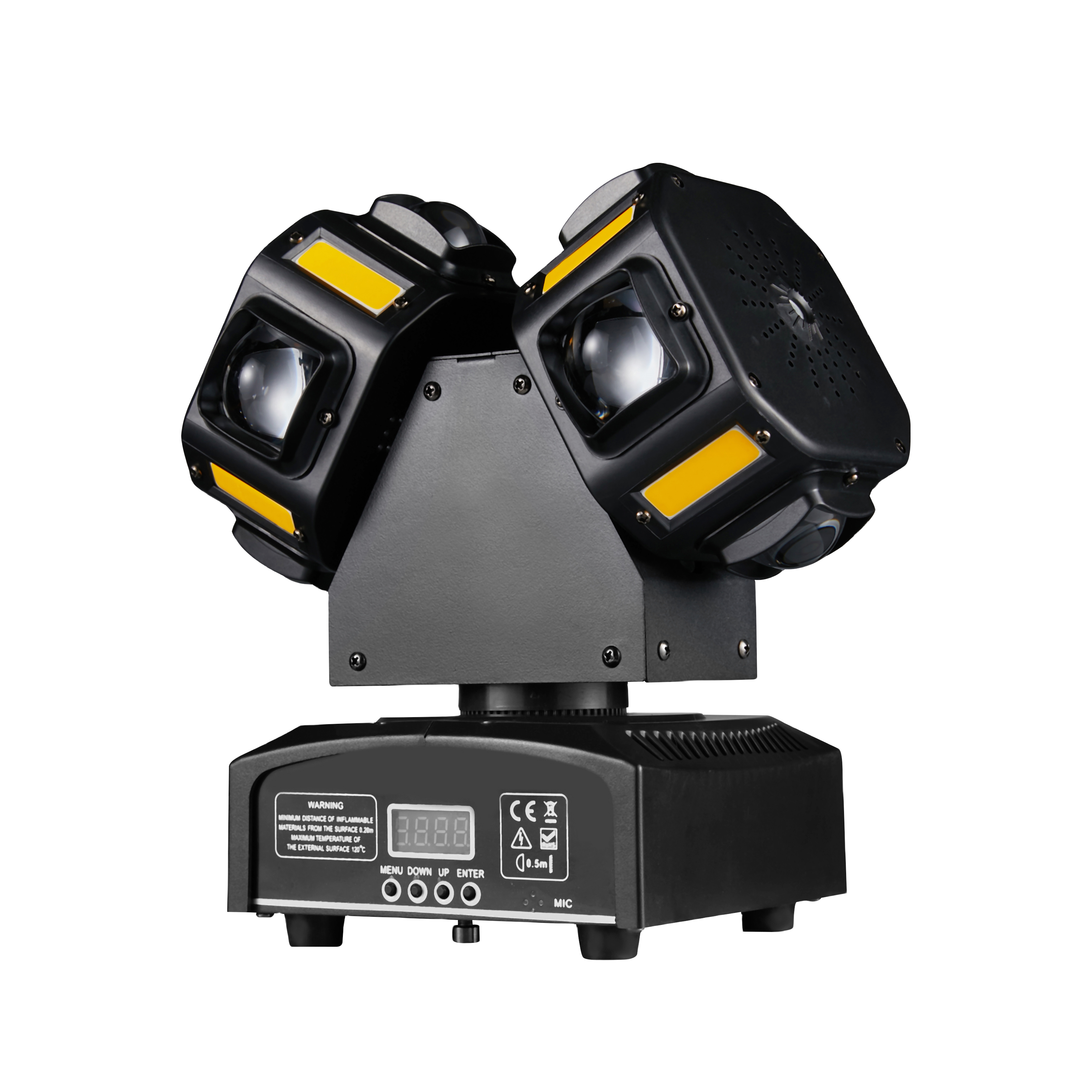 Dual LED 3in1 Mobile headlights 8x12w RGBW Stroboscopic 8x5w bright gold Red Green Star DJ lighting effect
