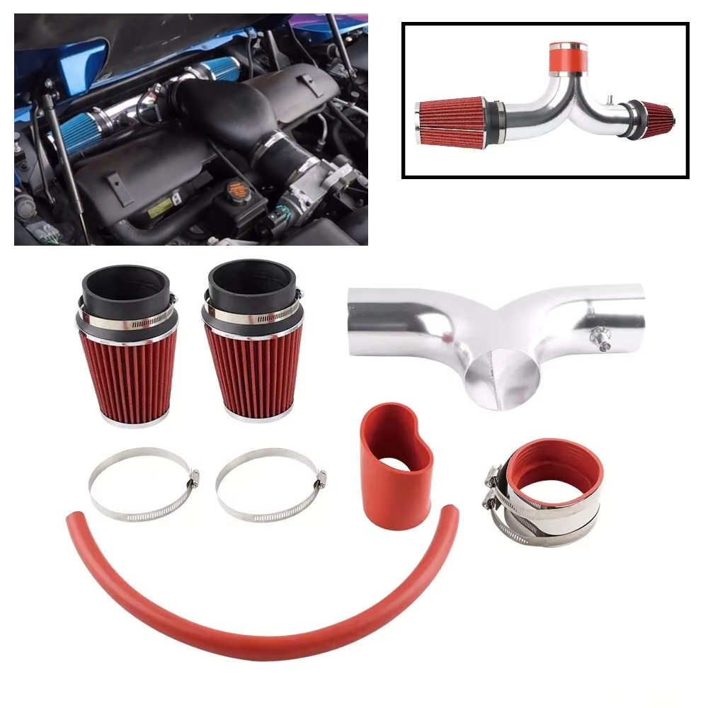 ด้านหน้า Dual Twin สั้น Ram ชุดดูดอากาศเย็นสําหรับ 2001-2004 Chevy Corvette C5 5.7L V8 สีแดง Air Intakes อะไหล่