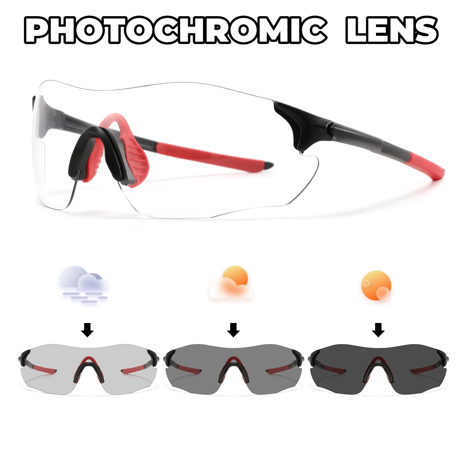 Occhiali da sole sportivi fotocromatici ultraleggeri senza montatura 23g Comfort per ciclismo Viaggi in montagna Occhiali da avventura UV400