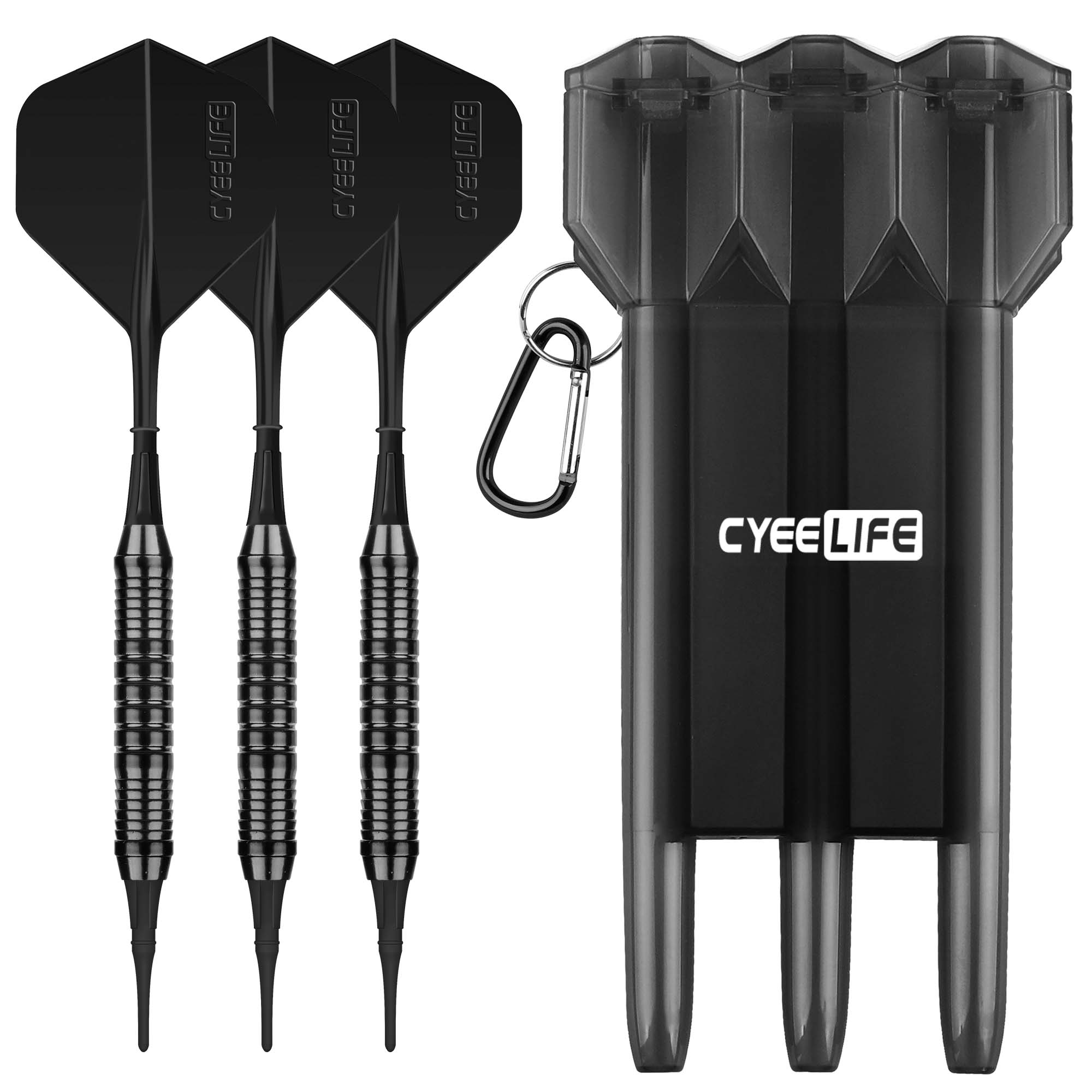 Латунные дротики CyeeLife с мягким наконечником, 18 г, футляром для переноски, дополнительными пластиковыми точками и полетами, профессиональный набор электронных дротиков