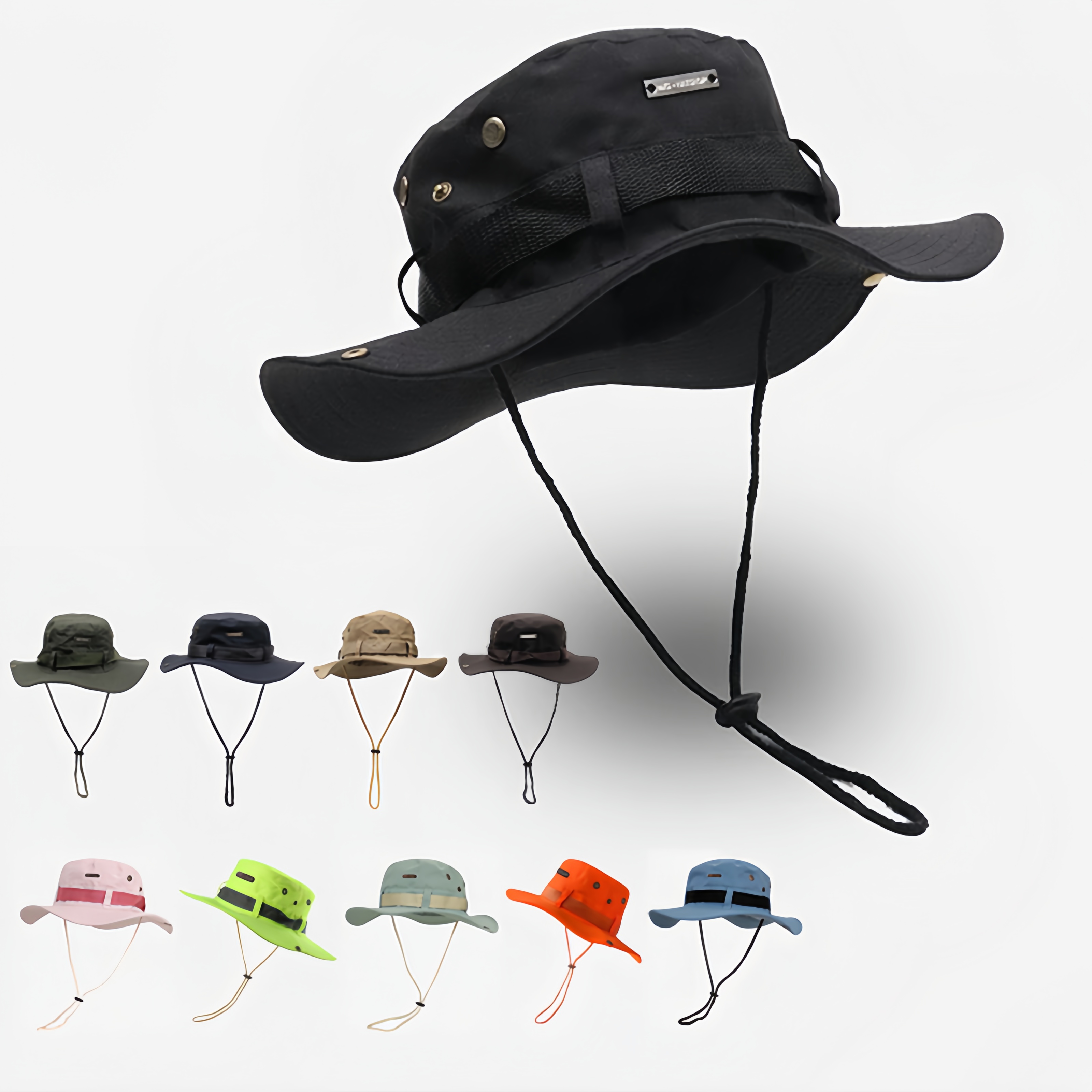 DulE27-Casquette militaire multicolore pour homme, chapeau ander, sports de plein air, pêche, randonnée, chapeau d'instrument de chasse, 60cm