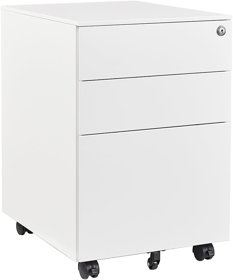 3-Schubladen-Aktenschrank, Büroschrank, Bürokommode, abschließbarer Bürocontainer, Aktenschrank, Beistellcontainer, Dokumentenschrank