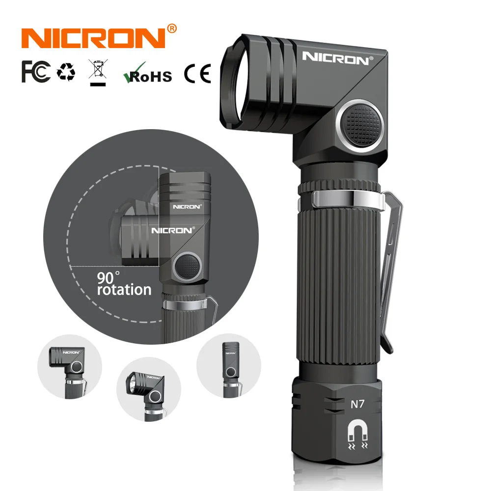 NICRON светодиодный фонарик Handfree двойной топливный поворотный зажим на 90 градусов 600LM водонепроницаемый магнит мини-освещение светодиодный фонарик уличный N7