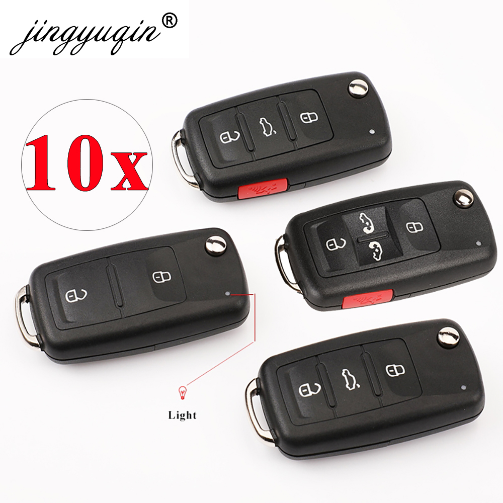 jingyuqin 10szt 2/3/4/5 Przycisk składany zdalnego kluczyka do VW Tiguan Golf Sagitar Polo MK6 Touareg SEAT Flip Case Fob