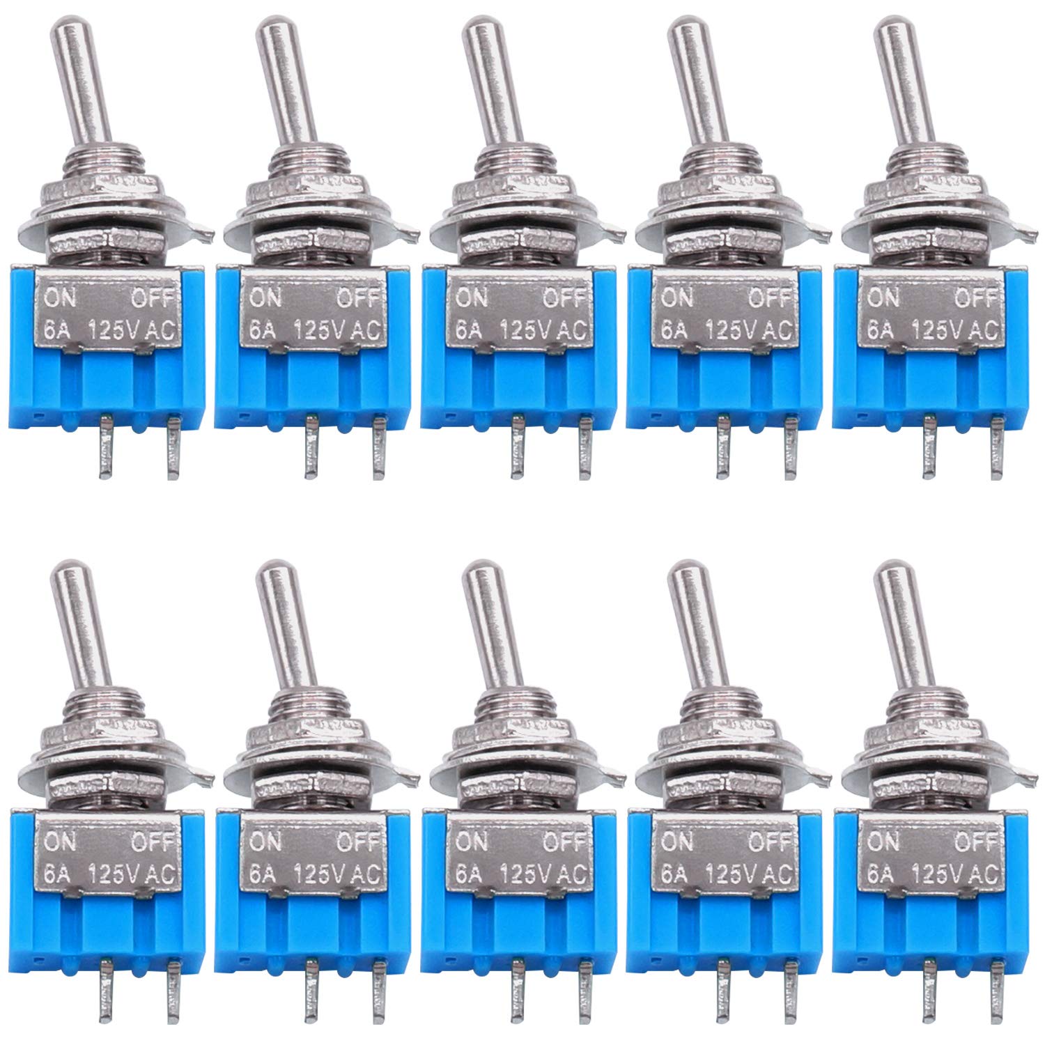 10 szt. Mini Przełącznik Dźwigniowy DPDT 2-pinowy 2-pozycyjny Włącz/Wyłącz Miniaturowy Przełącznik Dźwigniowy 6A 125V