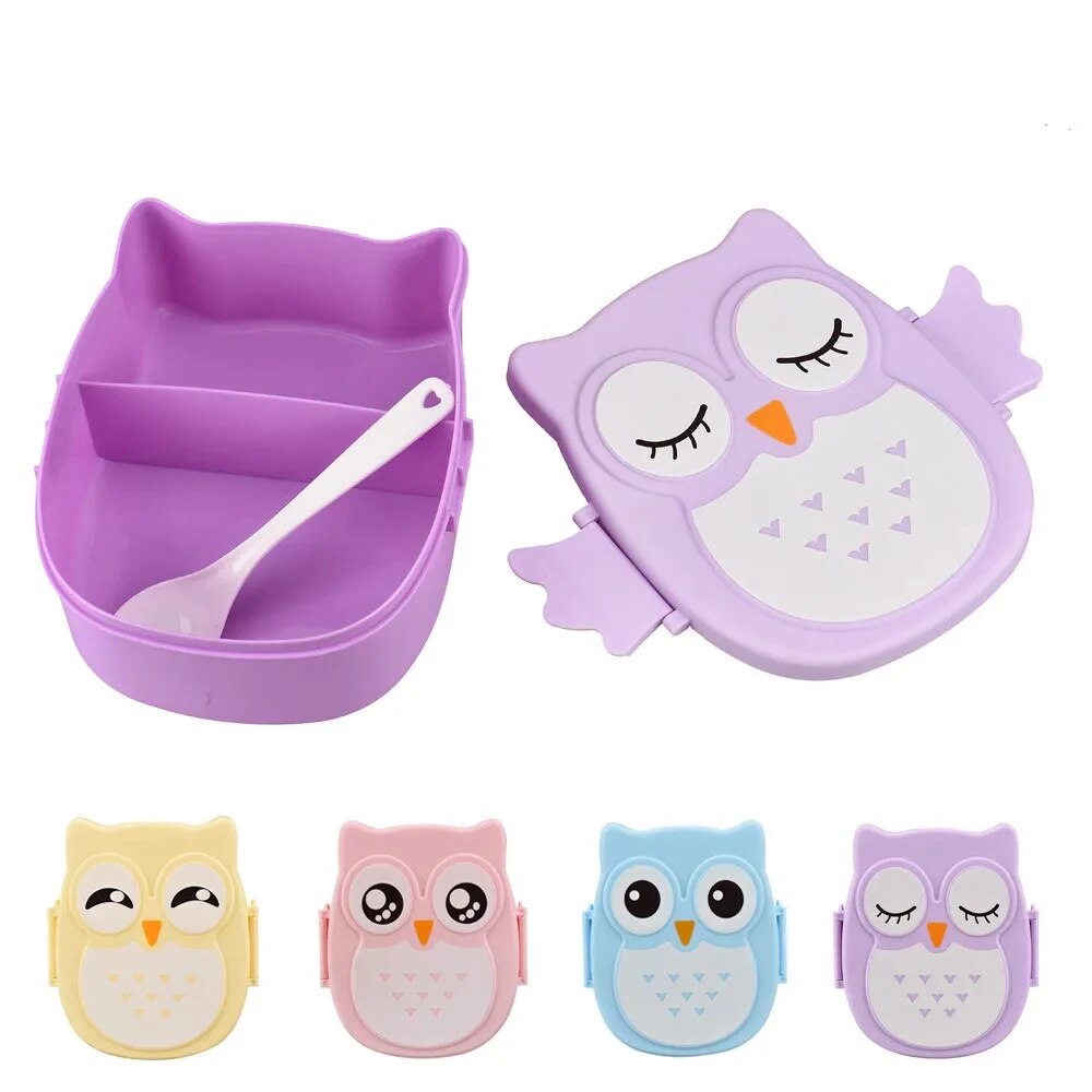 1Pc フクロウ型弁当箱コンパートメント付きランチ食品容器蓋付き Almacenamiento Cocina ポータブル弁当箱子供のための