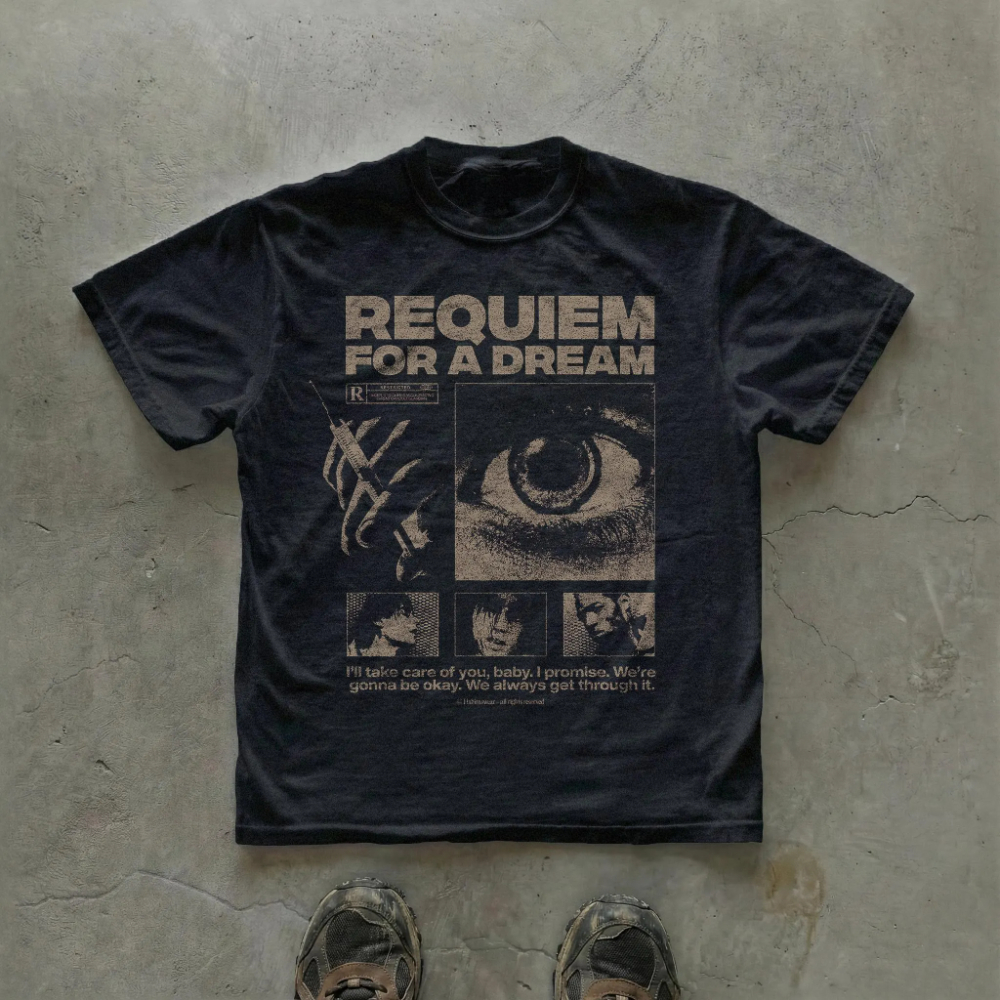 Camiseta Gráfica Vintage Requiem for A Dream, Pôster Estético de Cinema Psicológico, Camiseta Retro de Filme