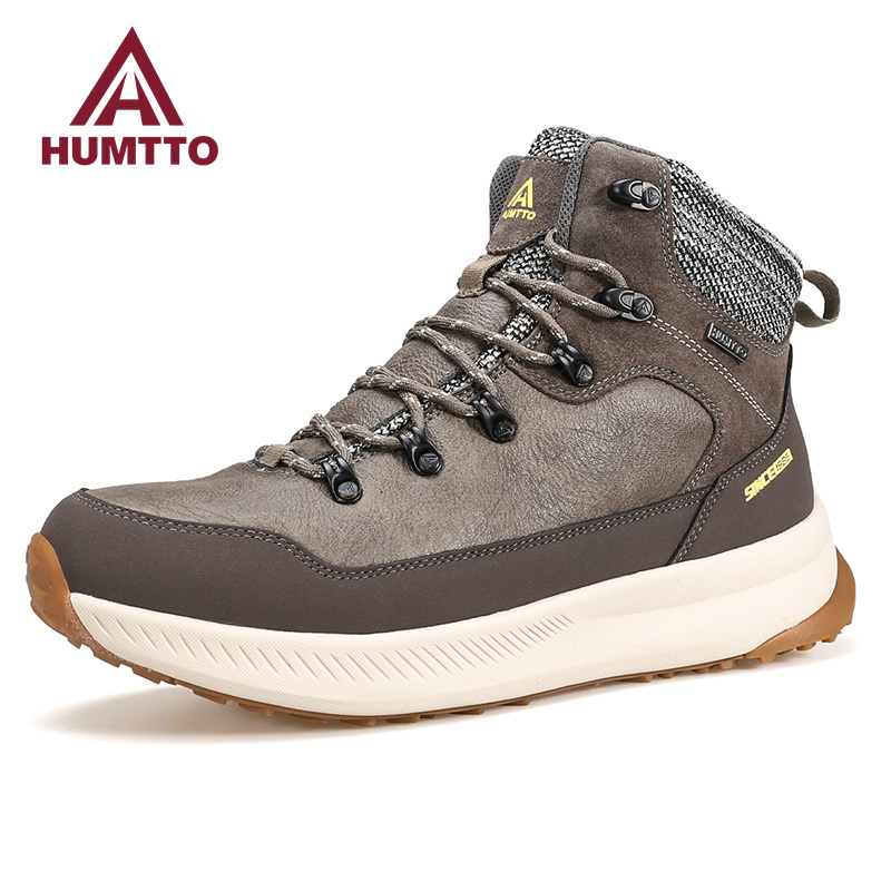 HUMTTO-Botas de nieve para hombre, zapatos de senderismo de cuero, impermeables, de lujo, de diseñador, para escalada al aire libre