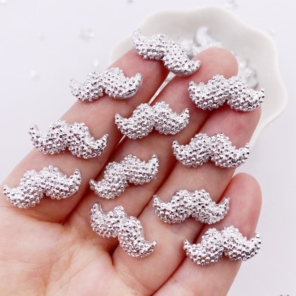DIY 6*17mm / 9*20mm żywica srebrny broda Flatback Rhinestone dziecko Scrapbooks/akcesoria do aplikacji ślubnych Carfts SF213