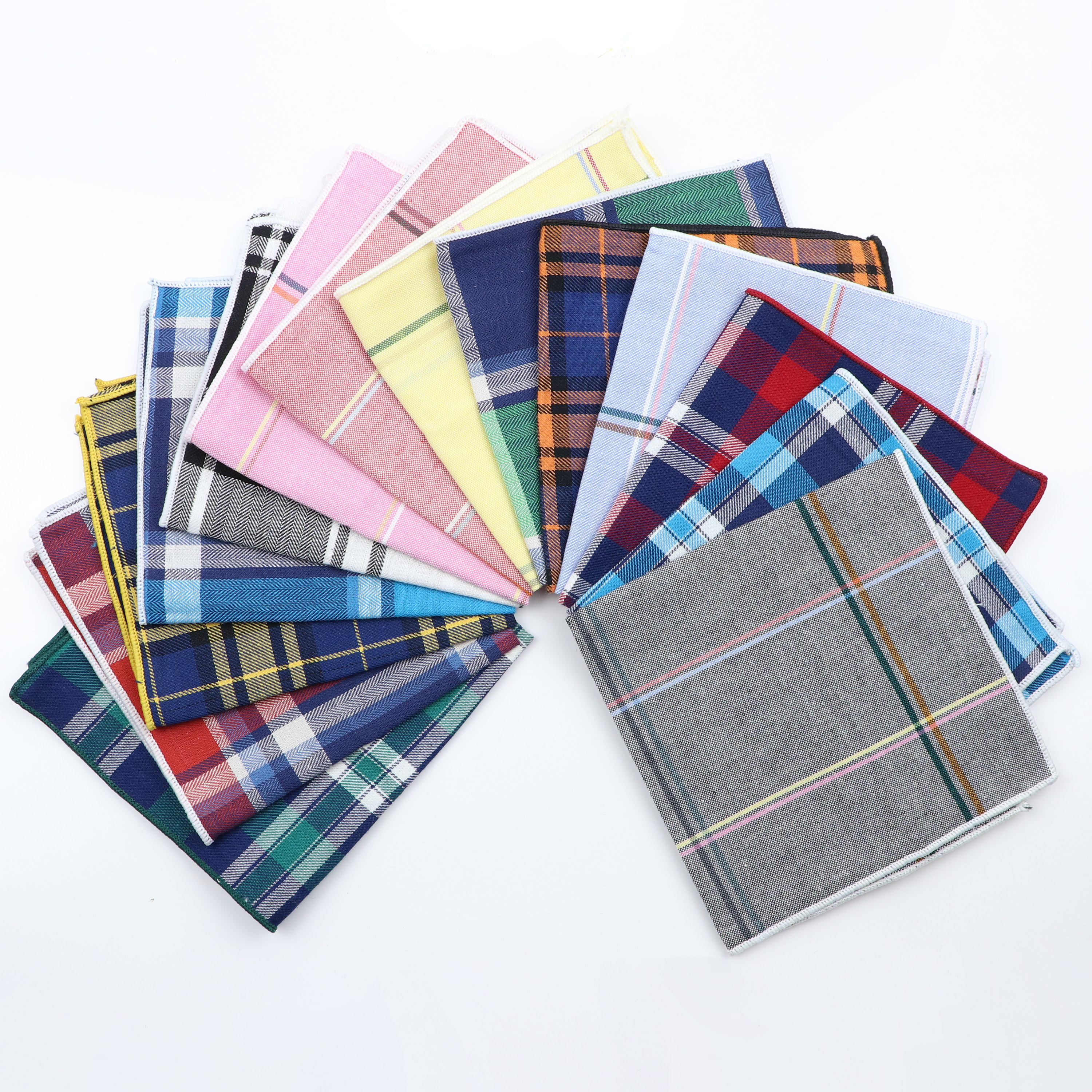 Algodão colorido xadrez hankerchief lenços vintage rosa azul hankies masculino de alta qualidade negócio terno bolso lenços quadrados