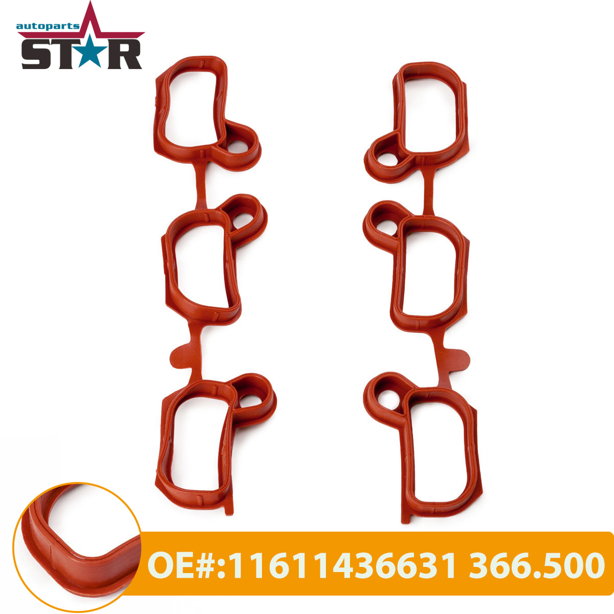 2 buah untuk BMW 325i 325xi 525i 530i E36 E39 E46 E60 E53 Intake Manifold Gasket Set 11-61-1-1-436-631 11611436631 366.500