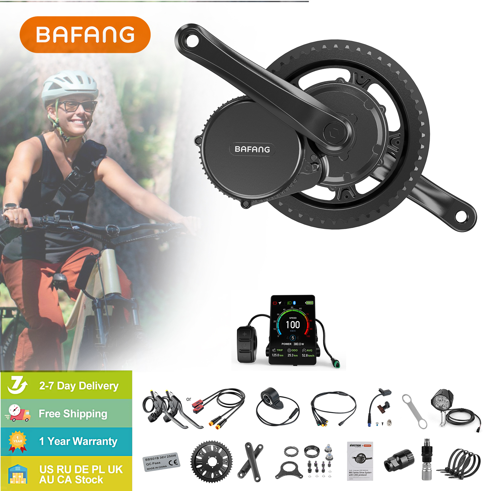 Bafang KAN 750W Mid Drive Motor Elektrische Fiets Conversie Kit BBS02B BBS02 Ebike Motor 68-73mm 100mm Mountain Driewieler Fiets