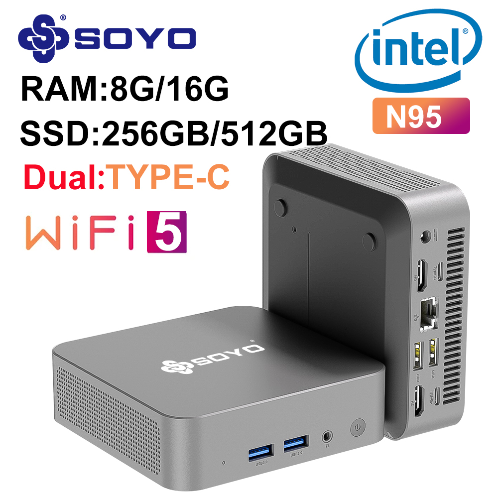 SOYO M4 Pro Mini PC Intel Alder Lake N95 Mini PC Win11 Pro Mini PC DDR4 8G/16G RAM 256/512GB ROM WiFi5 BT5.0 escritorio