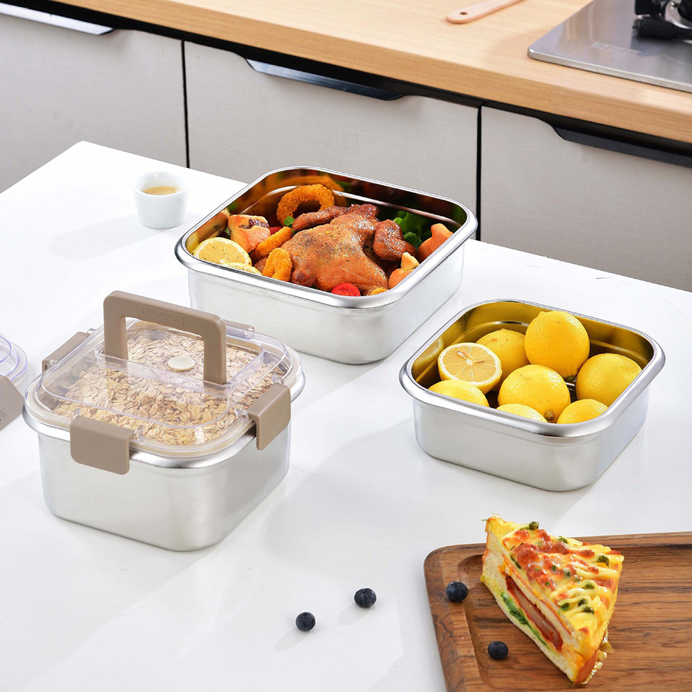 Caja Crisper portátil con tapas transparentes, contenedor de almacenamiento de alimentos para refrigerador, comedor al aire libre