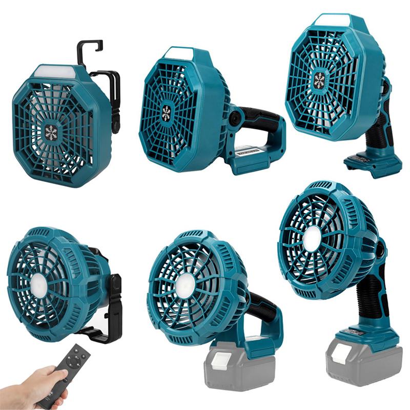 Cordless Camping Fan Voor Makita 14.4-18V Li-Ion Batterij Draagbare Outdoor Jobsite Fan Voor Makita Met 9W led Licht Afstandsbediening