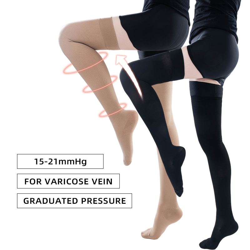 Legbeauty 15-20 mmHg sur le genou bout fermé varices chaussette hommes femmes médical cuisse haute Compression bas classe 1 pression