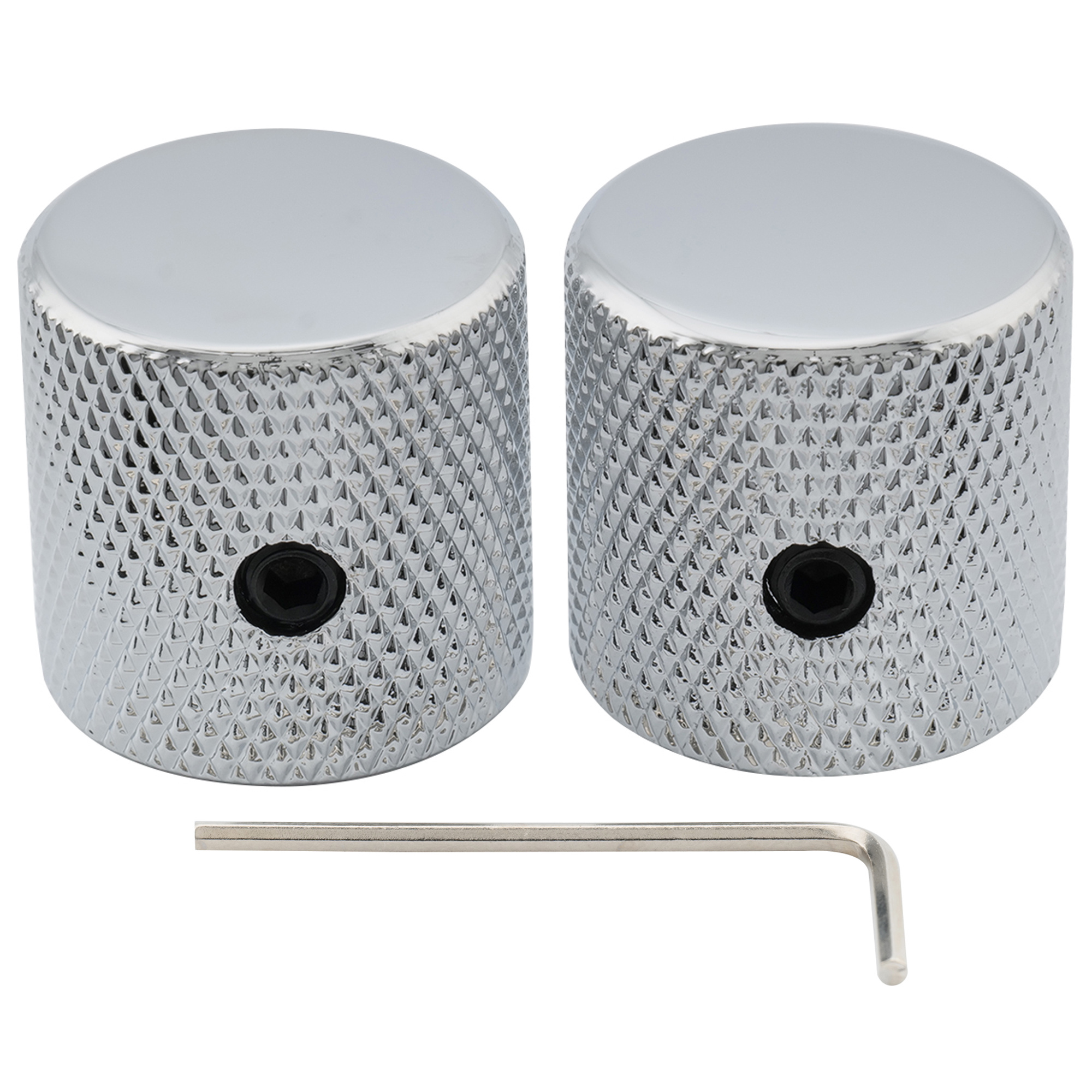 Musiclily Pro Manopole di controllo piatte zigrinate fini da 1/4 di pollice in acciaio con vite di fissaggio per basso elettrico (set di 2)