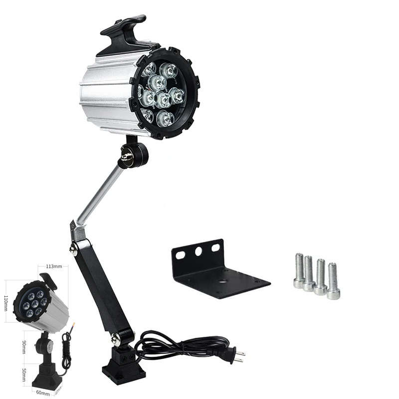 Lámpara Industrial impermeable de brazo largo, Base fija a prueba de polvo y aceite, 9W, 110-220V, fresadora LED, máquina herramienta CNC, luz para reparación/costura