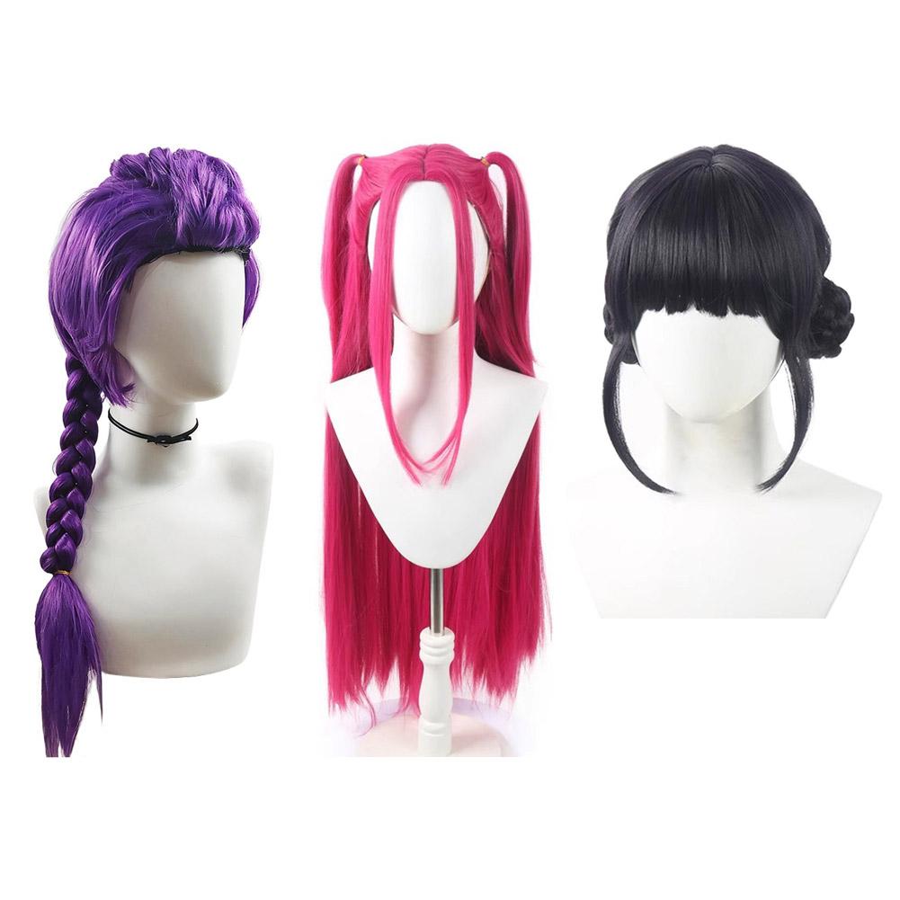 33.5 インチ パープル ロング ブレイド サイドポニーテール一体型タイガーマウスクランプ付き子供用ウィッグ ハロウィン コスチューム パーティー コスプレ