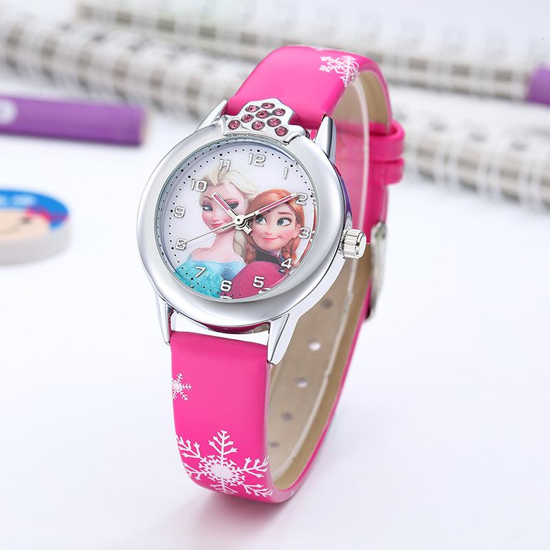 Nova princesa elsa meninas relógios crianças pulseira de couro bonito dos desenhos animados relógios de pulso presentes para crianças menina relógio congelado