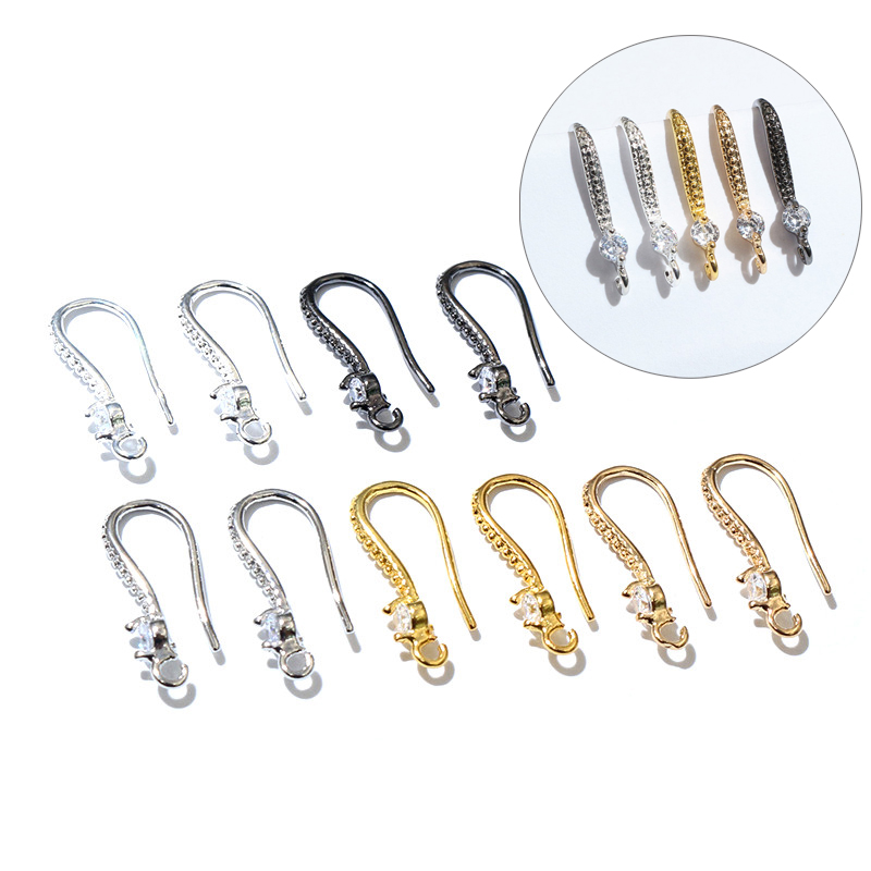 10 szt. 19x8mm z kolczykami z cyrkonią haczyki druty z mosiężnego materiału do wyrobu biżuterii do robienia kolczyków akcesoria ręcznie robione znaleziska