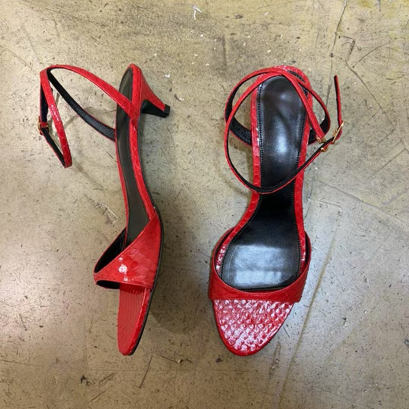 Zachte leren open teen stiletto sandalen met één gesp, dames, all-match, spitse teen, kitten heels
