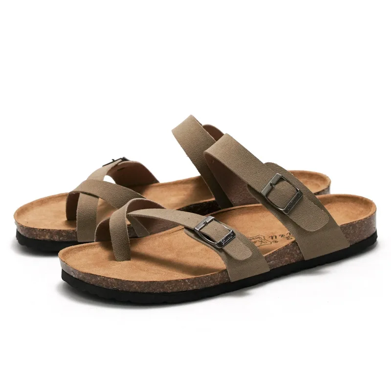 Letnie męskie korkowe klapki moda męskie sandały na zewnątrz para plaża sandały męskie