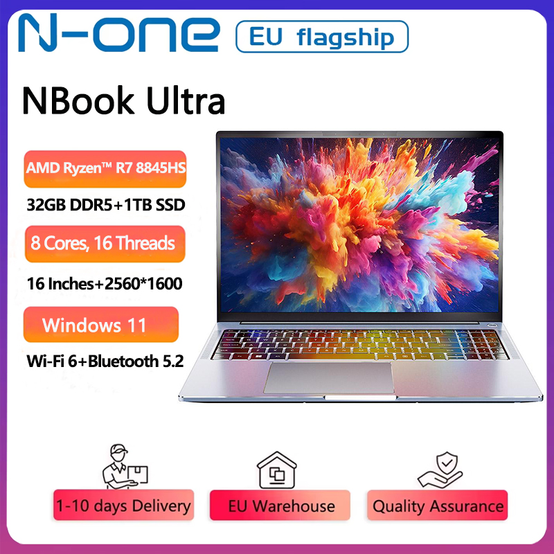 Portátil N-one NBook Ultra de 16 pulgadas AMD Ryzen ™   R7 8845HS Windows 11 Pro 32GB DDR5 1TB SSD 2560*1600 165Hz Pantalla Computadora