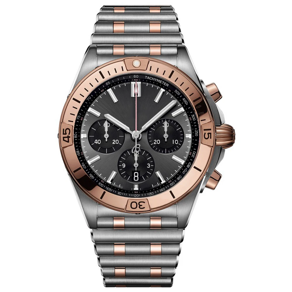 2025 44mm relógio de movimento de quartzo de luxo masculino cronógrafo data relógios de pulso de marca de luxo masculino de aço inoxidável