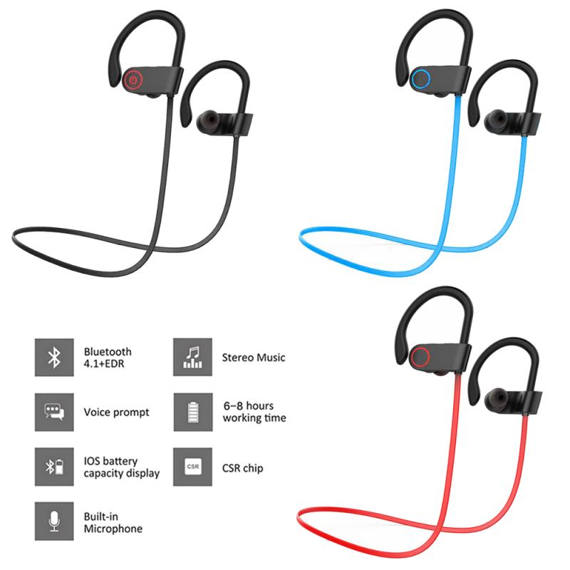 Auriculares inalámbricos con Bluetooth 5,0, cascos deportivos impermeables, para el cuello con banda magnética, gancho para la oreja