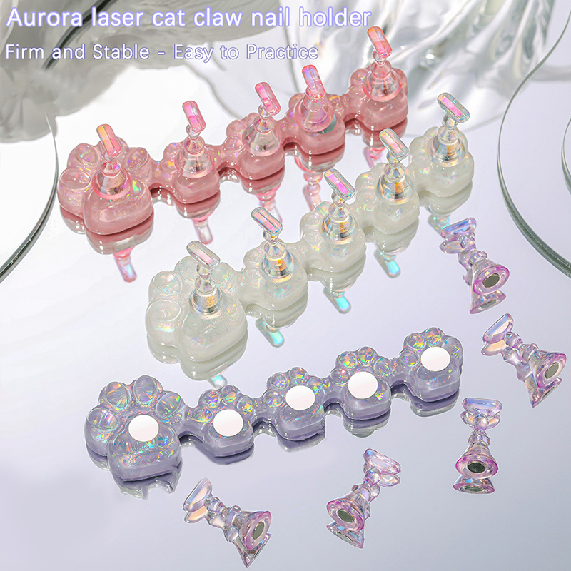 Stojak na paznokcie Cat Claw do naciskania paznokci Aurora Żywica pokazująca półki Wyświetlacz do paznokci Uchwyt magnetyczny Manicure Organizer Narzędzia