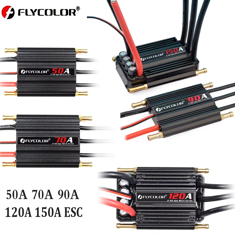 Flycolor Brushless 150A 120A 90A 70A 50A ESC Geschwindigkeitsregler 2-6S Lipo BEC 5.5V/5A für RC-Bootsmodelle
