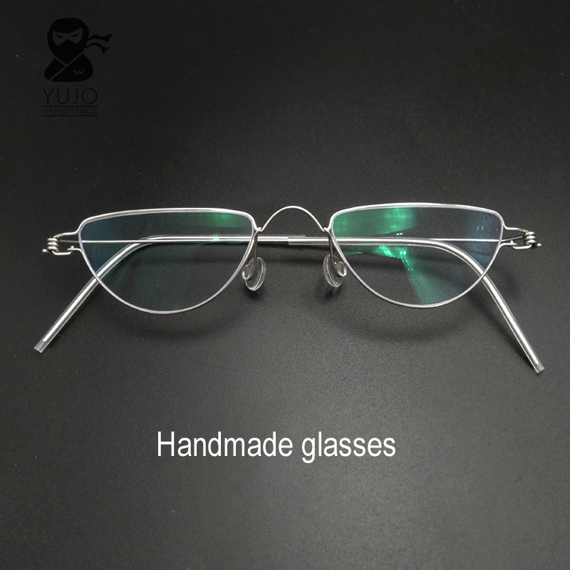 Wizard Albus Dumbledore Reading Glasses Triangle Shaped Anti Blue Prescription Optical Myopia Handmade Screwless Eyeglasses +1+2