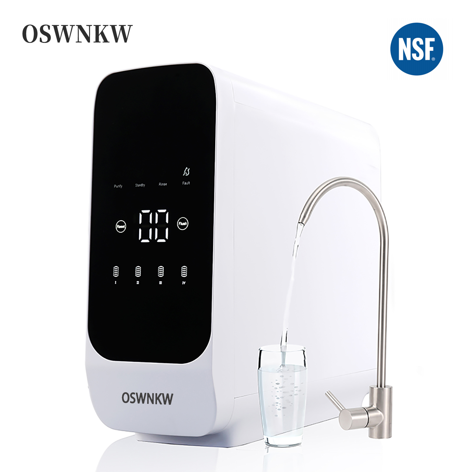 Sistema de filtración de agua por ósmosis inversa OSWNKW, alta velocidad de flujo 600GPD, sin tanque de agua, TDS reducido, compacto, relación de drenaje 1:2