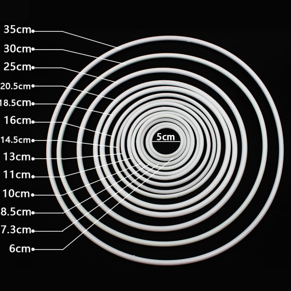 10 Uds. De aros de anillo de polipropilen blanco de 50-350mm, atrapasueños artesanal, campanas de viento, accesorios, decoraciones colgantes hechas a mano