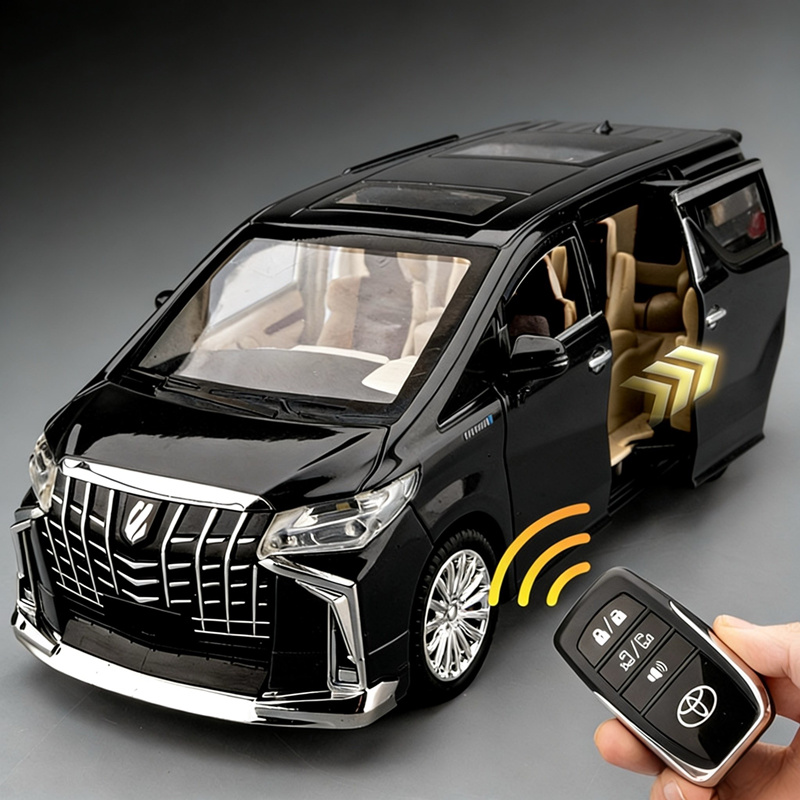 Model samochodu Toyota Alphard MPV ze stopu metalu, w skali 1:24, sterowany kluczykiem, z dźwiękiem i światłem, zabawka dla dzieci, prezent.
