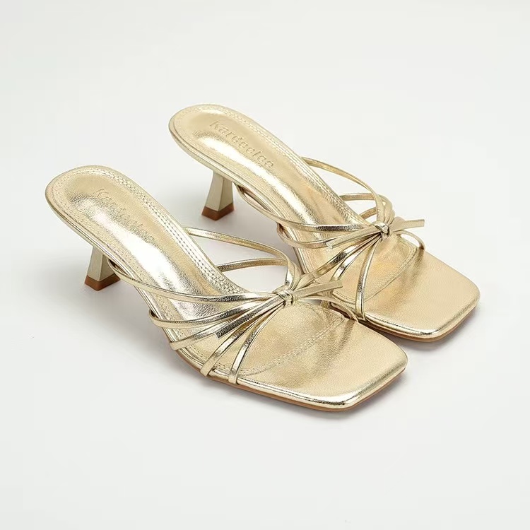 Sandalias de tacón ueso para mujer, verano 2025, transpirables, sin cordones, casus, de caña alta, estilo coreano, mater...