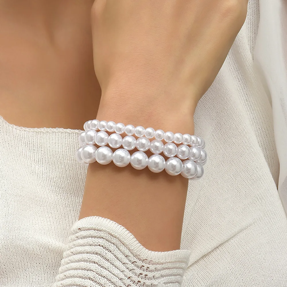 5–10 mm Imitationsperlen, frei verstellbar, 18 cm Umfang, elastisches Armband für Frauen, verschiedene Größen oder Kette, anpassbares Hochzeitsgeschenk