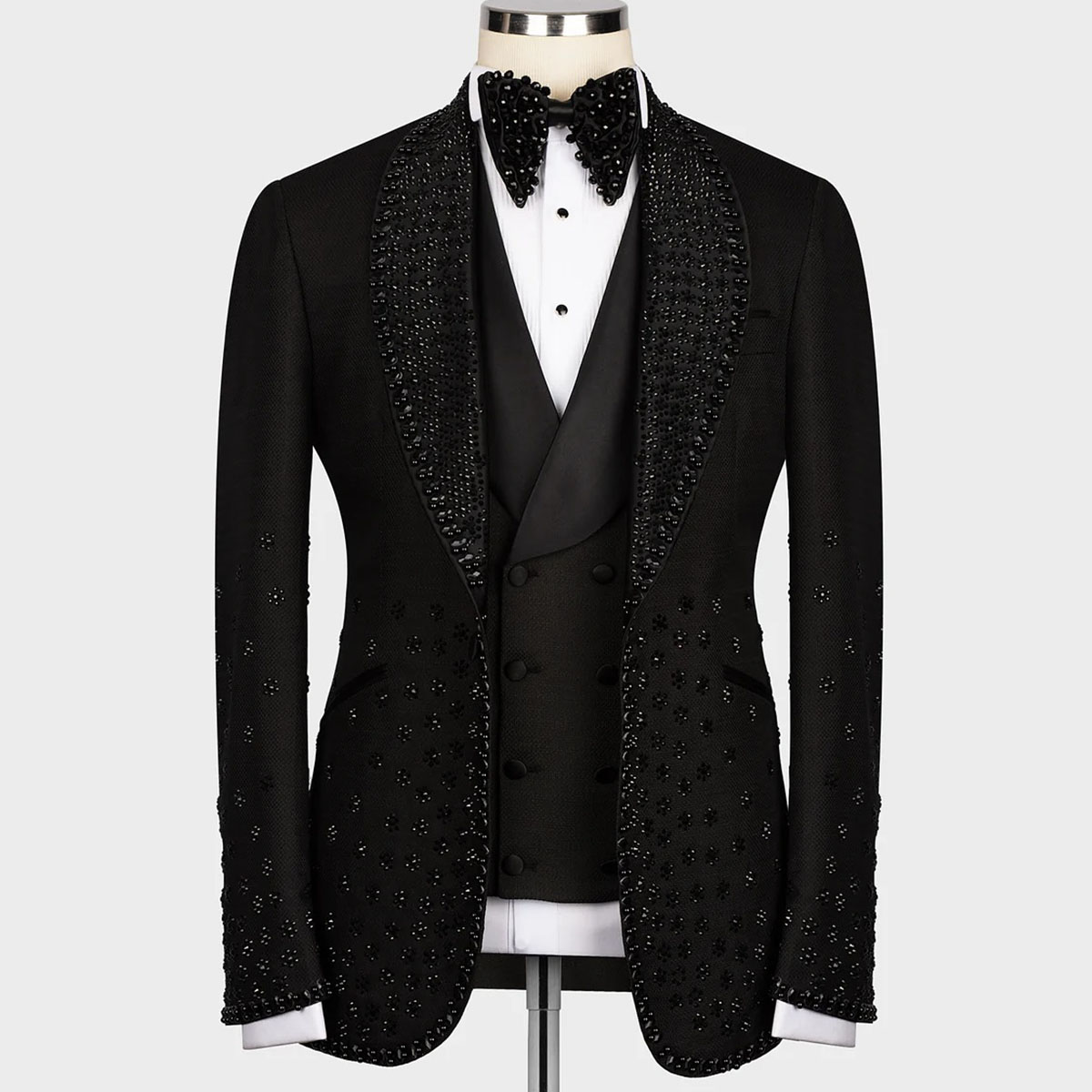 Luxe edelsteen kristallen herenpakken met piek revers 2-delige sets bruidegom smoking op maat gemaakte trouwpakken voor heren mannen gala blazer