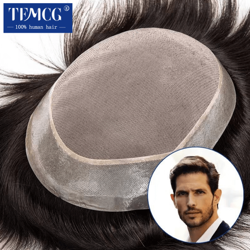 Fijne Mono Met Zachte Pu Toupee Mannen Pruik 100% Menselijk Haar Ademende Mannelijke Haar Prothese Capillaire Mannelijke Pruik Exhuast Systemen