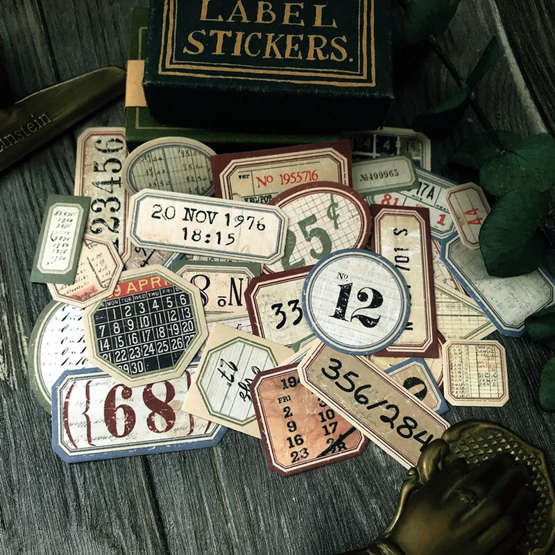 31 sztuk Tim Holtz numer stylu śmieci dziennik etykieta naklejki w stylu vintage Retro DIY Album Planner Scrapbooking materiał naklejki rzemieślnicze