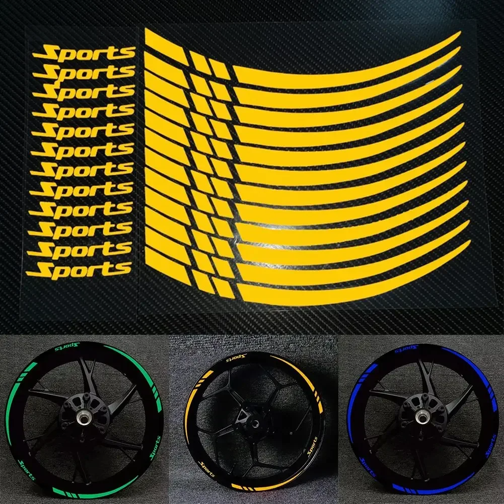 Pegatina de cinta adhesiva para llanta de motocicleta, calcomanías para rueda deportiva de 18-21 pulgadas, pegatina reflectante para bicicleta de carretera
