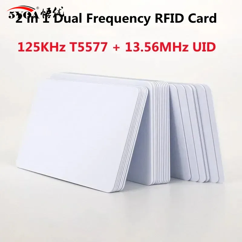 5YOA IC + ID UID tarjetas compuestos regrabables llavero doble Chip frecuencia RFID 125KHZ T5577 EM4305 + 13,56 MHZ grabable cambiable