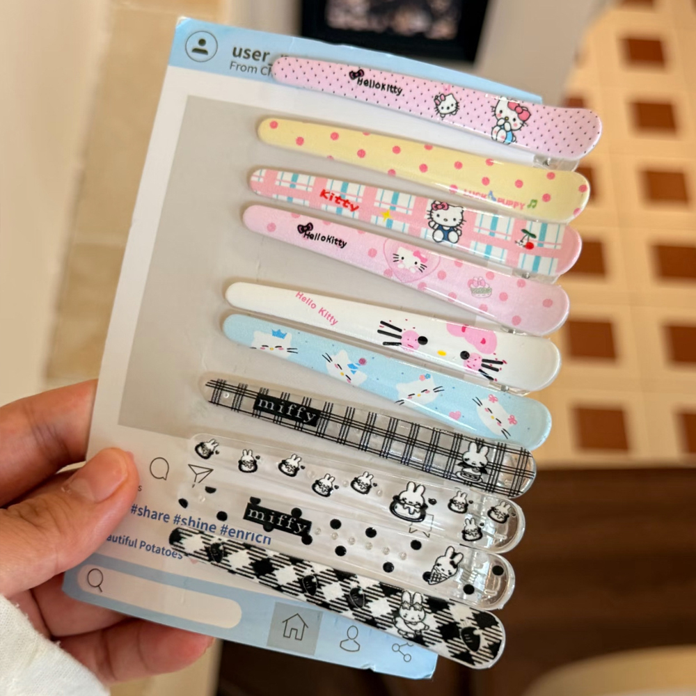 5 Buah Jepit Rambut Lucu Sanrio Klip Rambut Modis Serbaguna untuk Wanita Anak Perempuan Klip Duckbill Klip Samping Poni Jepit Rambut Pakaian Pesta Sehari-hari