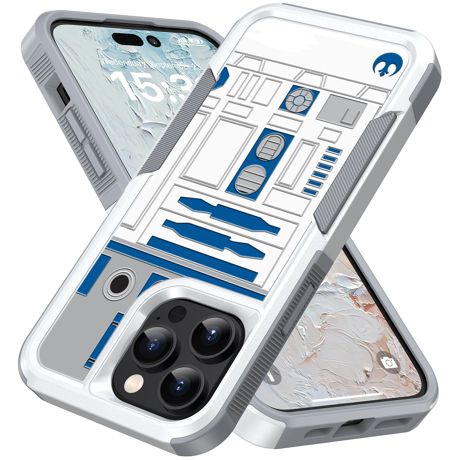 Etui na iPhone SE2 XS XR 11 12 13 14 15 16 Plus Pro Max R2D2 Astronaut Robot Dwuwarstwowa osłona ochronna amortyzująca