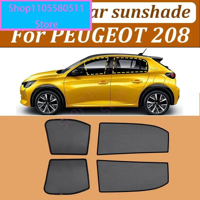 Pare-soleil de voiture pour Peugeot 208 2019-2025, rideau de pare-brise en maille magnétique, pare-soleil latéral, protection UV, accessoires